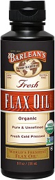 Barlean's Organic Flaxseed Oil Liquid from Fresh Cold Pressed Flax Seeds, 7,640mg ALA Omega 3 Fatty Acid Supplement for Skin and Hair Care, Vegan & Gluten Free, 8 oz