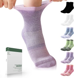 Bulinlulu Diabetic Socks for Women&Men,6 Pairs Bamboo Non Binding Diabetic Ankle Socks,Wide Socks with Seamless Toe(Medium,Bright Colors-6 Pairs)